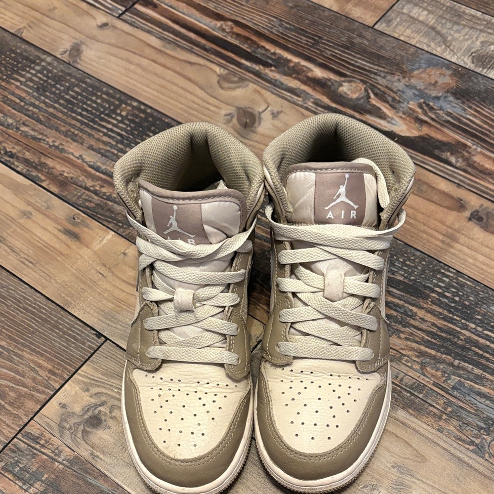 Air Jordan High-Top Sneakers in Beige and Brown